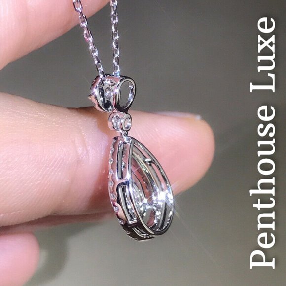 Pear Cut Double Halo Necklace - Picture 4 of 6